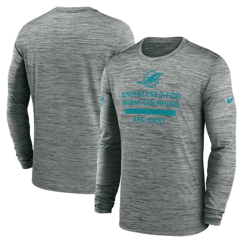 Miami Dolphins Sideline Velocity Performance Long Sleeve T-Shirt - Gray | Nike for Sale