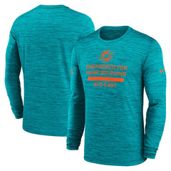 Miami Dolphins Sideline Velocity Performance Long Sleeve T-Shirt - Aqua | Nike for Sale