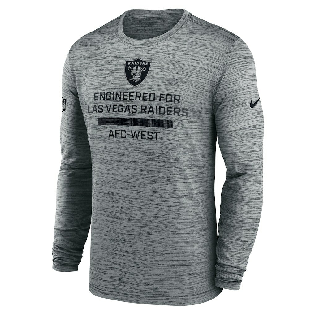 Las Vegas Raiders Sideline Velocity Performance Long Sleeve T-Shirt - Gray | Nike for Sale