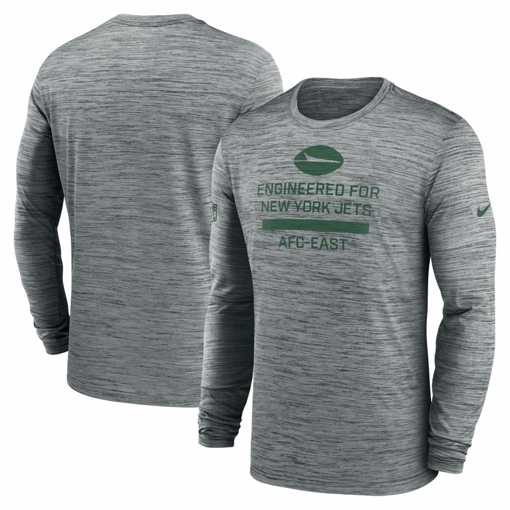 New York Jets Sideline Velocity Performance Long Sleeve T-Shirt - Gray | Nike for Sale