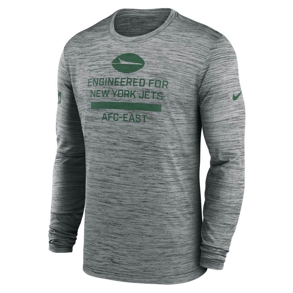 New York Jets Sideline Velocity Performance Long Sleeve T-Shirt - Gray | Nike for Sale