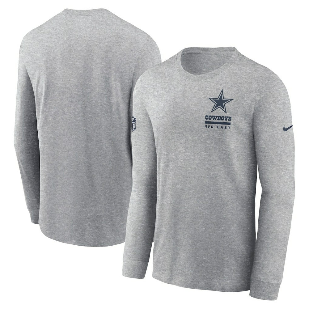 Dallas Cowboys Sideline Dri-FIT Long Sleeve T-Shirt Heather Gray | Nike for Sale