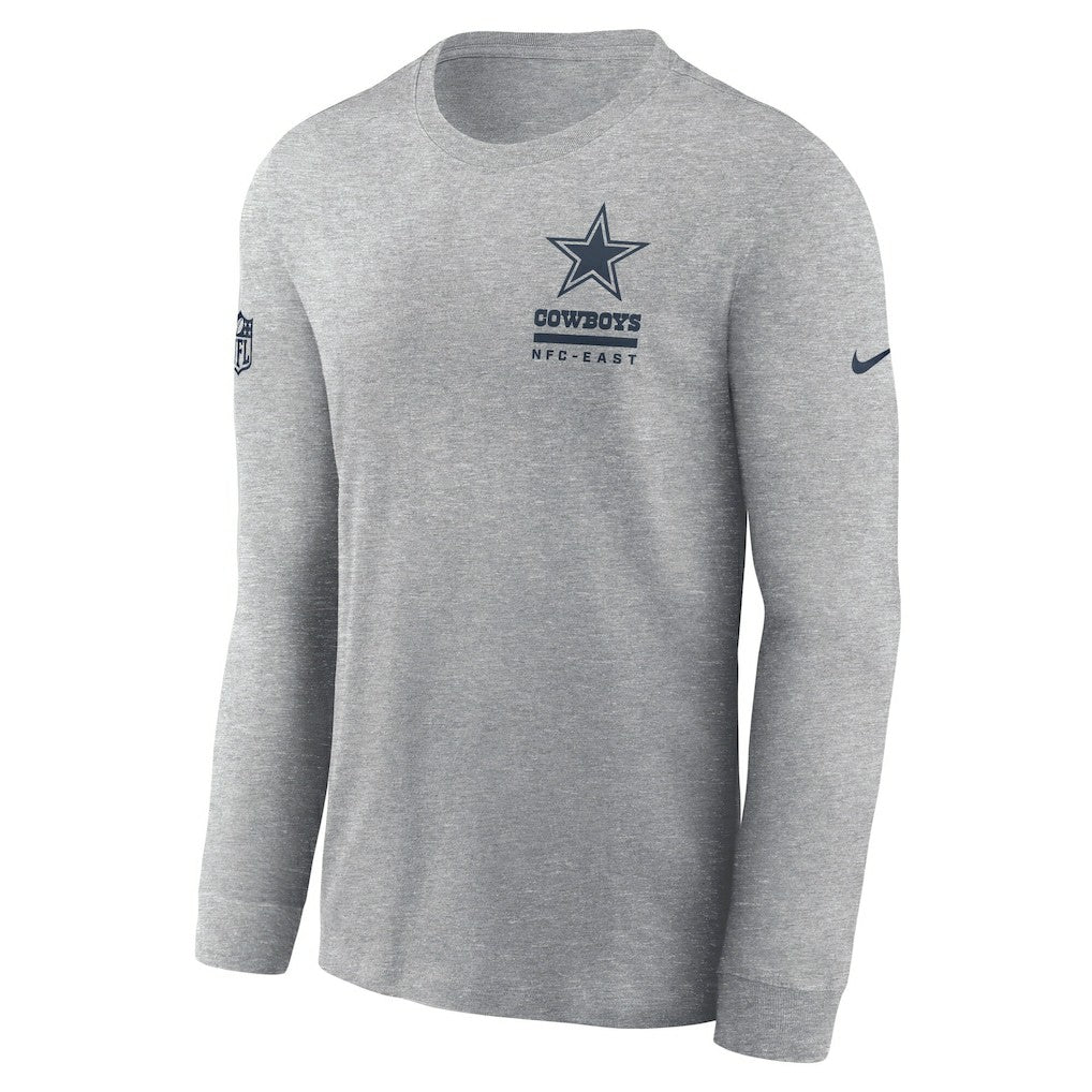 Dallas Cowboys Sideline Dri-FIT Long Sleeve T-Shirt Heather Gray | Nike for Sale
