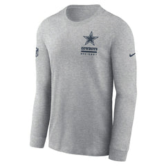 Dallas Cowboys Sideline Dri-FIT Long Sleeve T-Shirt Heather Gray | Nike for Sale