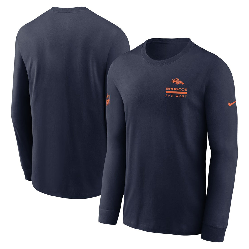 Denver Broncos Sideline Dri-FIT Long Sleeve T-Shirt Navy | Nike for Sale