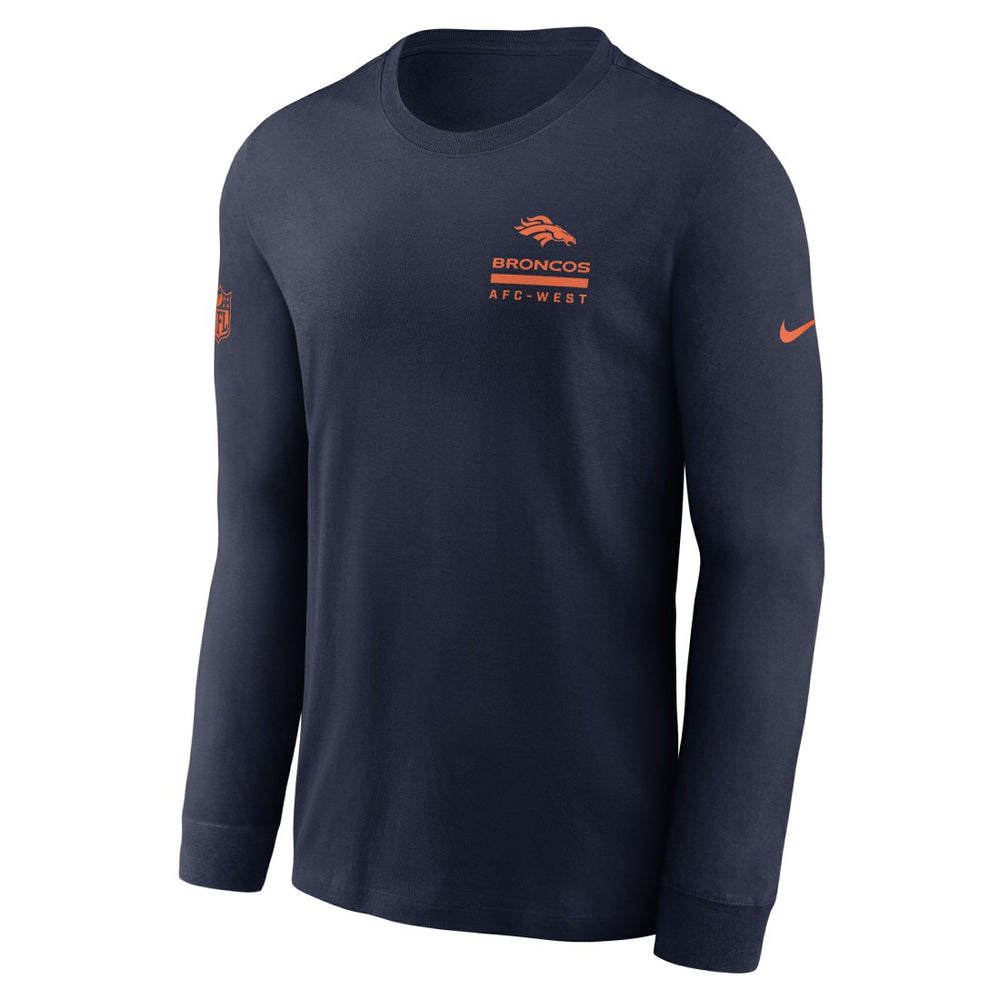 Denver Broncos Sideline Dri-FIT Long Sleeve T-Shirt Navy | Nike for Sale