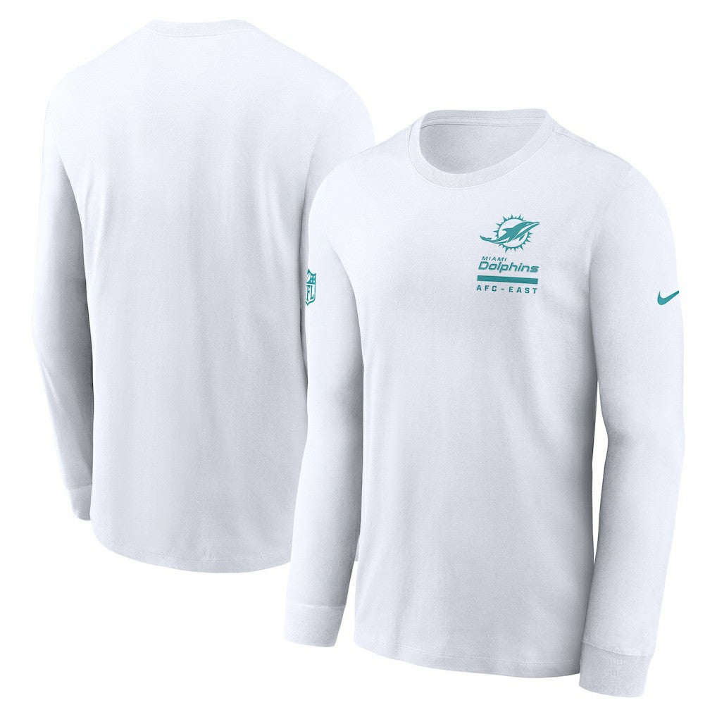 Miami Dolphins Sideline Dri-FIT Long Sleeve T-Shirt White | Nike for Sale