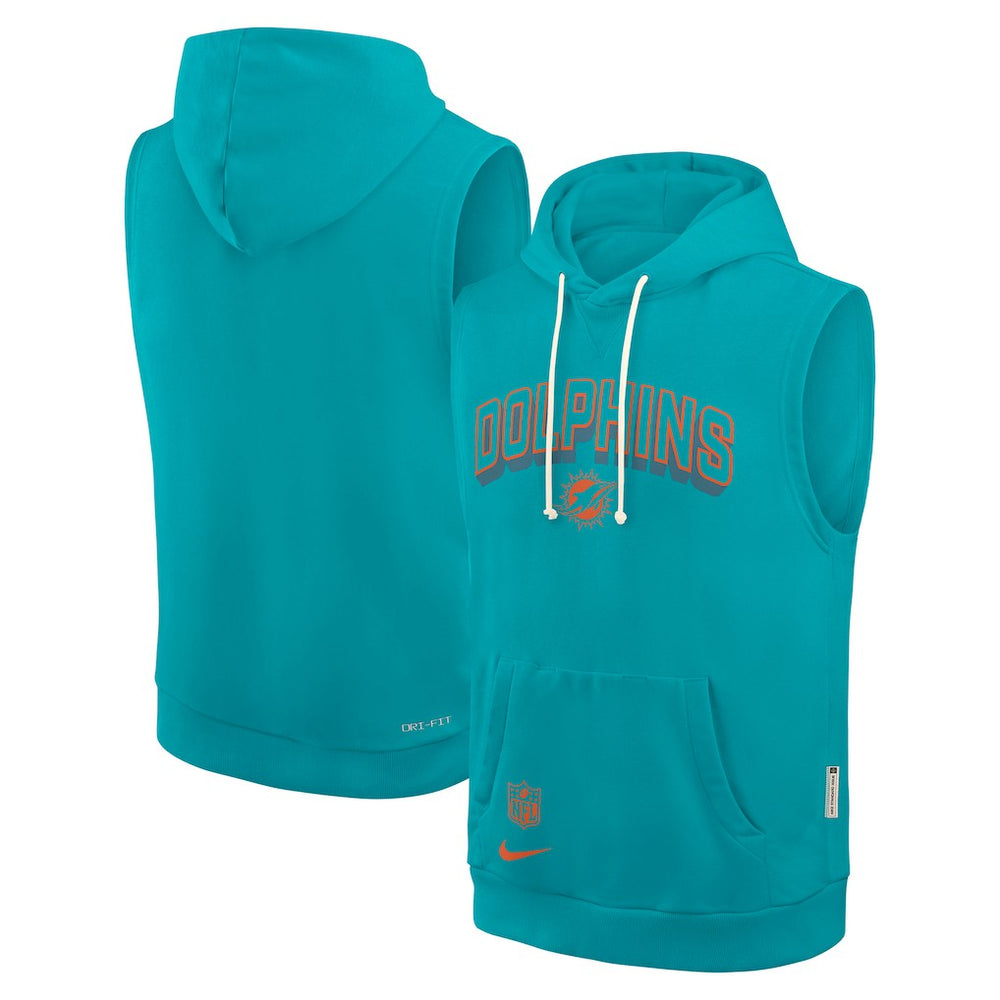 Miami Dolphins Sideline Standard Issue Dri-FIT Sleeveless Hoodie Aqua | Nike for Sale