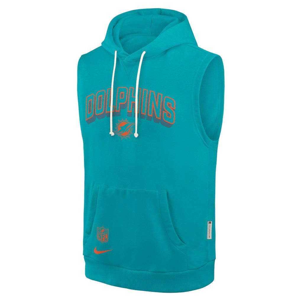 Miami Dolphins Sideline Standard Issue Dri-FIT Sleeveless Hoodie Aqua | Nike for Sale