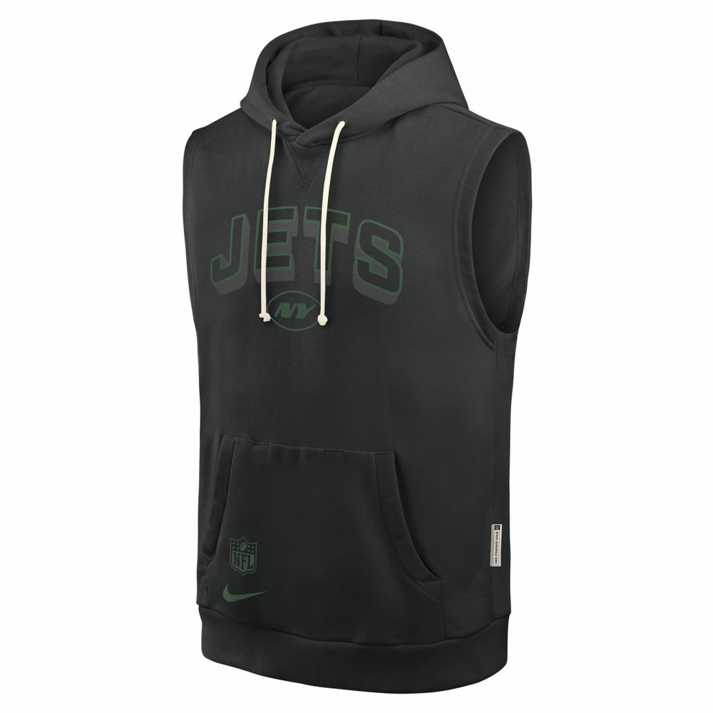 New York Jets Sideline Standard Issue Dri-FIT Sleeveless Hoodie Black | Nike for Sale