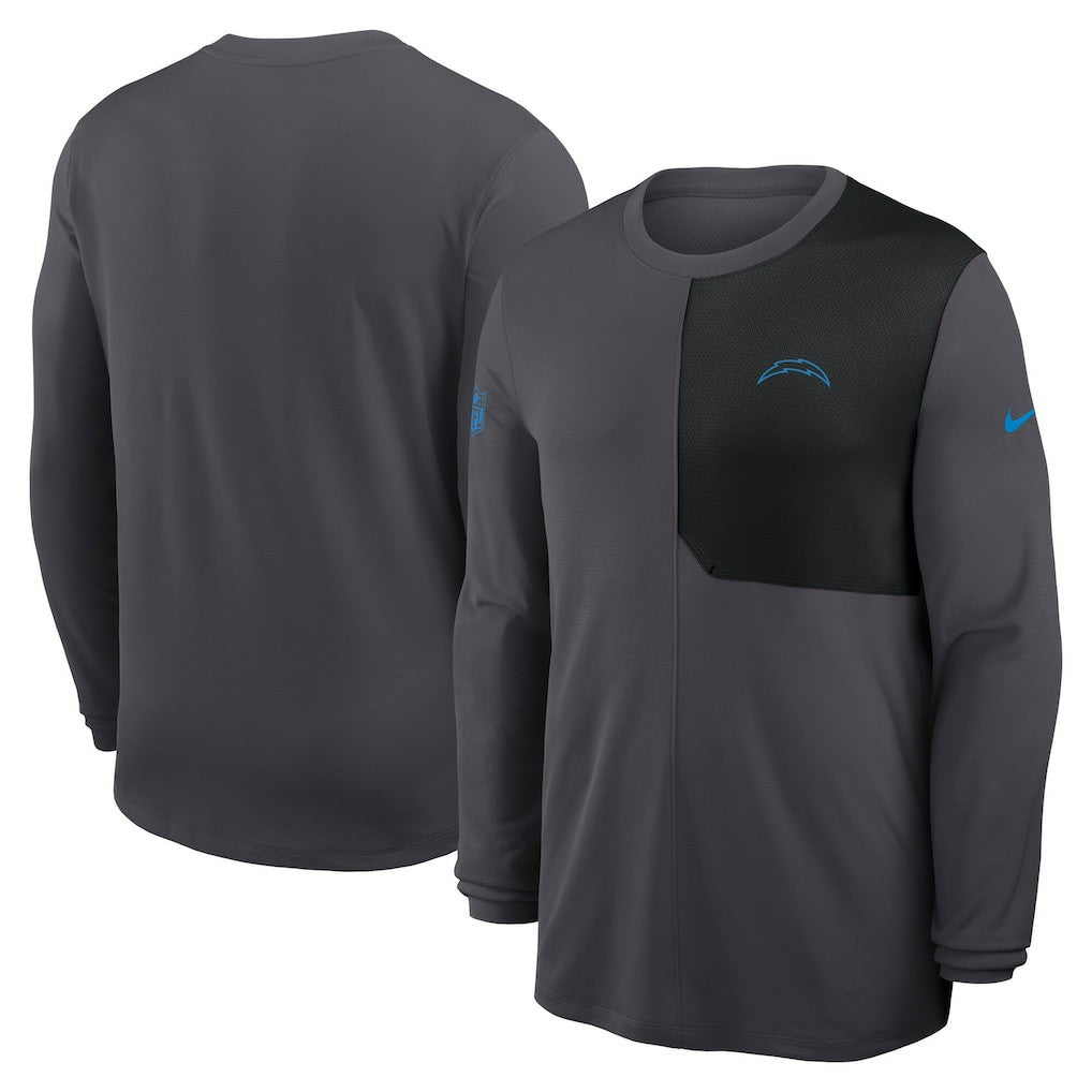 Los Angeles Chargers Sideline Coach UV Dri-FIT Long Sleeve Shirt Gray | Nike for Sale