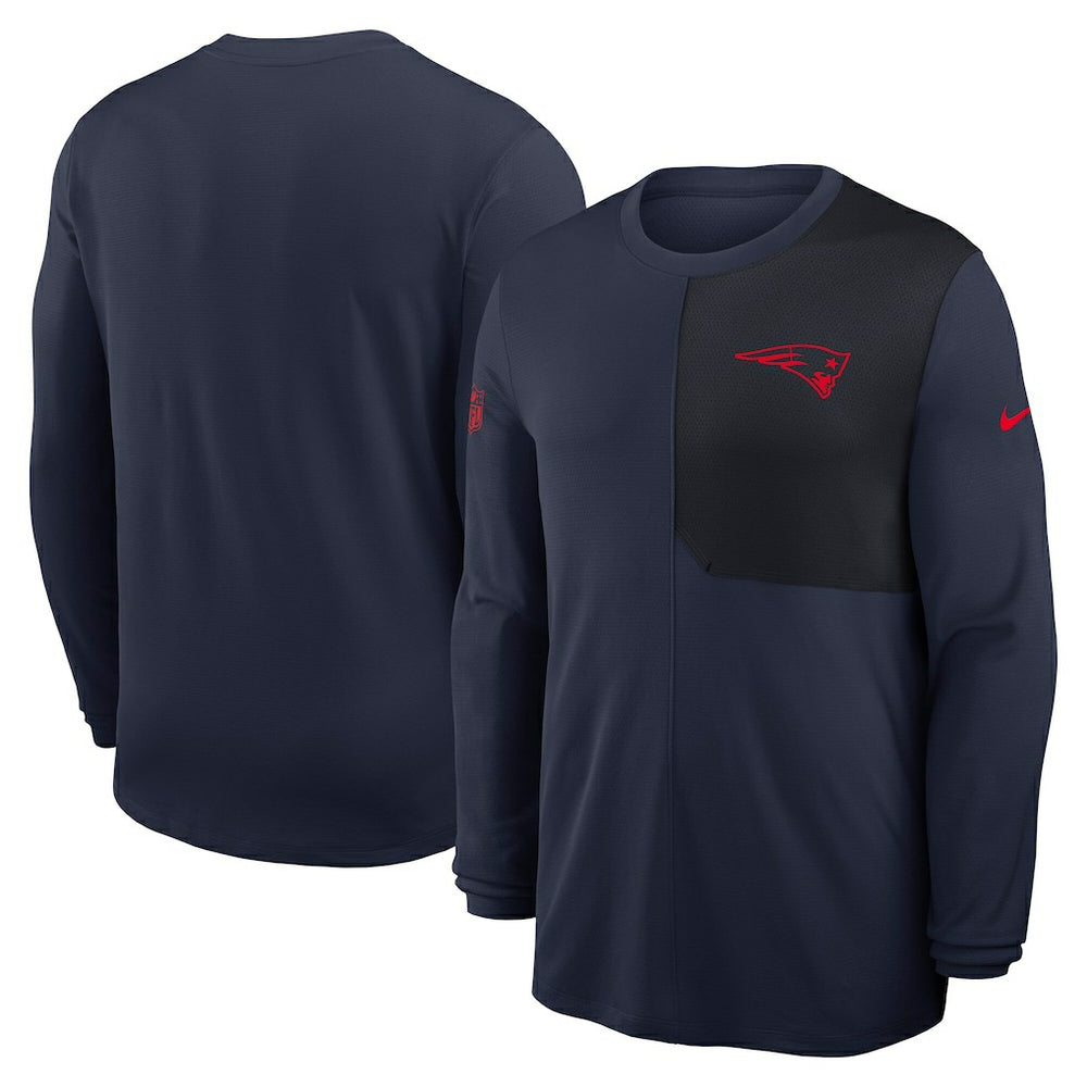 New England Patriots Sideline Coach UV Dri-FIT Long Sleeve Shirt Navy | Nike for Sale