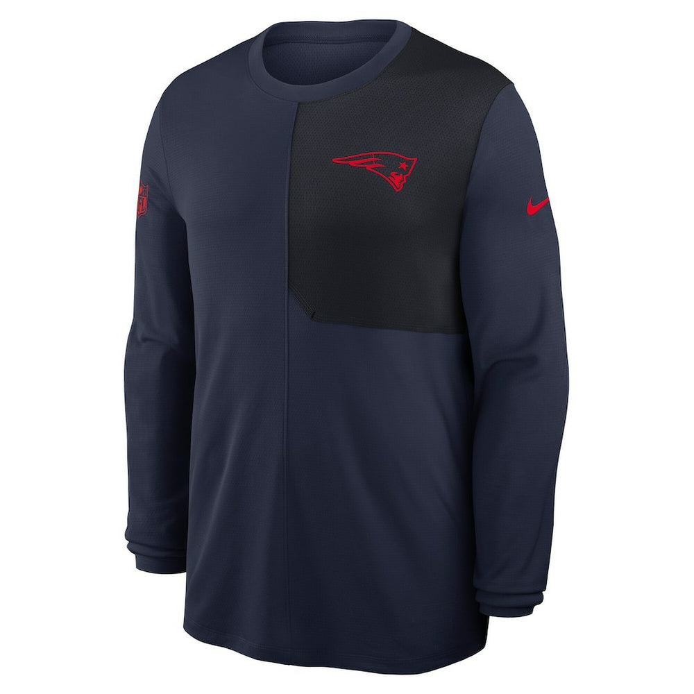 New England Patriots Sideline Coach UV Dri-FIT Long Sleeve Shirt Navy | Nike for Sale