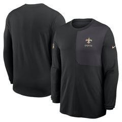 New Orleans Saints Sideline Coach UV Dri-FIT Long Sleeve Shirt Black | Nike for Sale