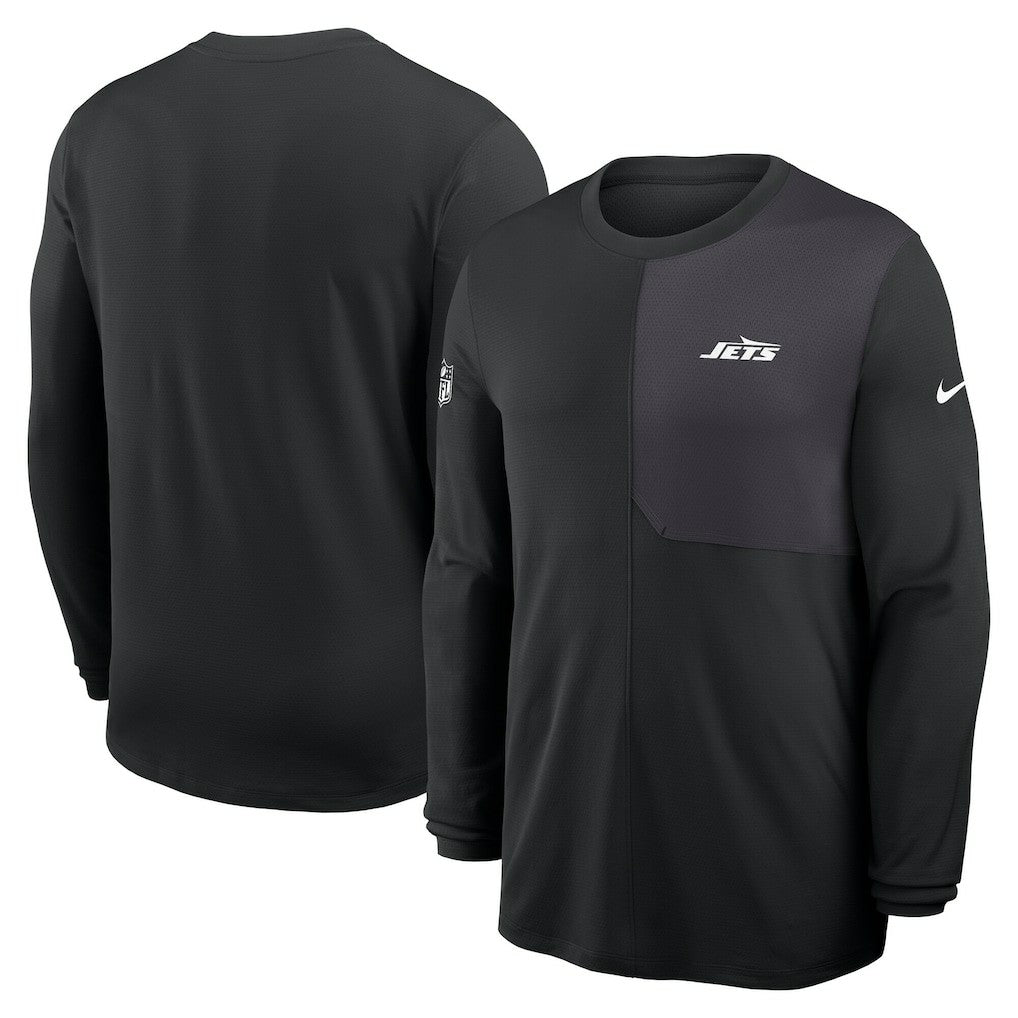 New York Jets Sideline Coach UV Dri-FIT Long Sleeve Shirt Black | Nike for Sale