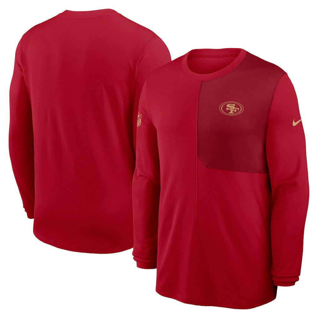 San Francisco 49ers Sideline Coach UV Dri-FIT Long Sleeve Shirt Scarlet | Nike for Sale