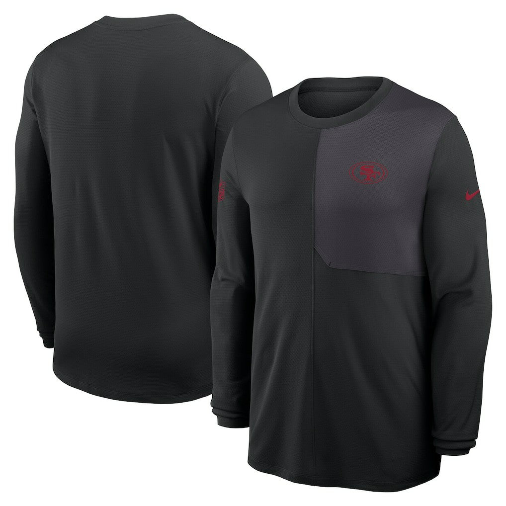 San Francisco 49ers Sideline Coach UV Dri-FIT Long Sleeve Shirt Black | Nike for Sale