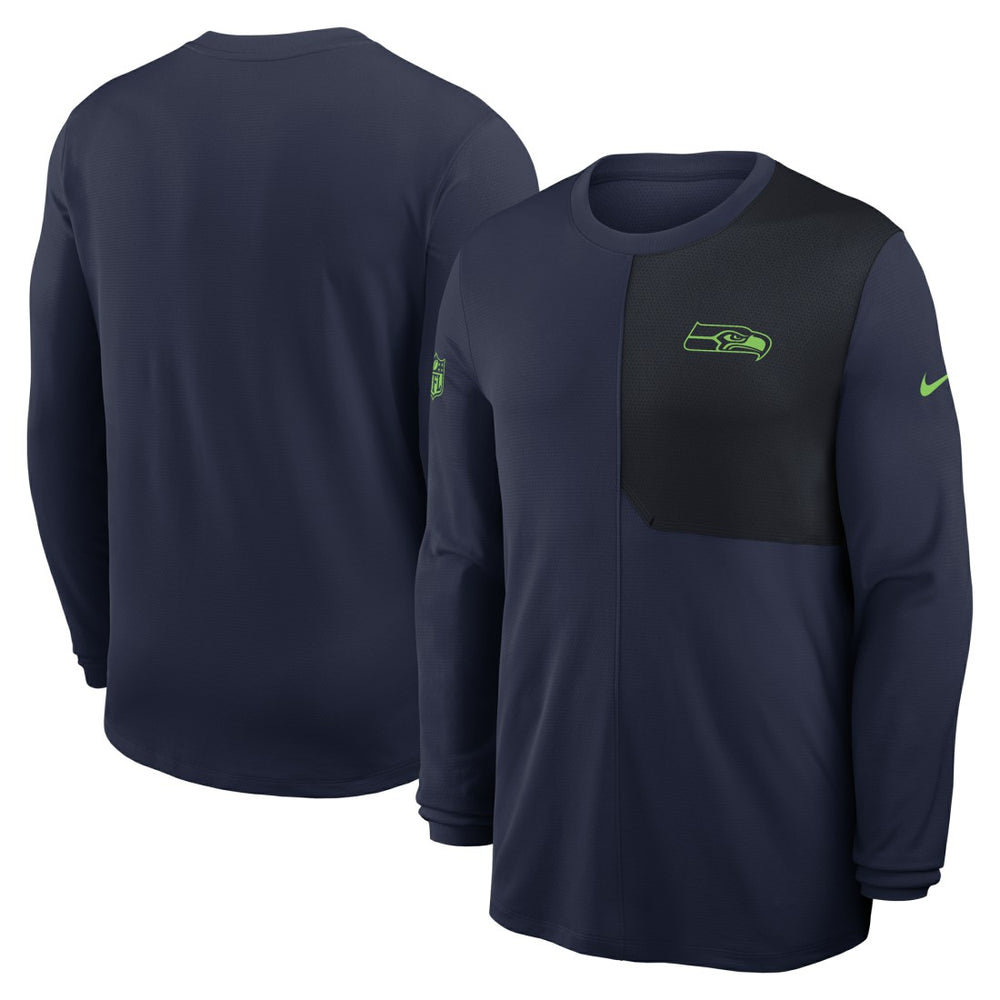 Seattle Seahawks Sideline Coach UV Dri-FIT Long Sleeve Shirt College Navy | Nike for Sale