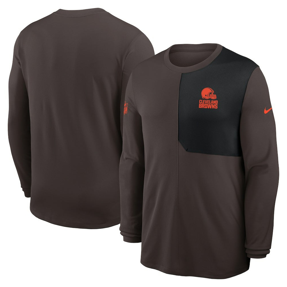 Cleveland Browns Sideline Coach UV Dri-FIT Long Sleeve Shirt Brown | Nike for Sale