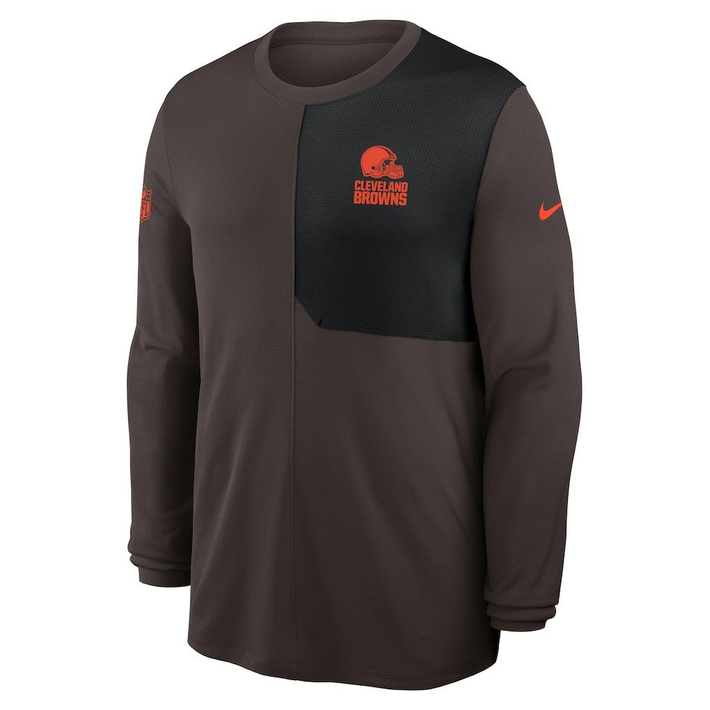 Cleveland Browns Sideline Coach UV Dri-FIT Long Sleeve Shirt Brown | Nike for Sale
