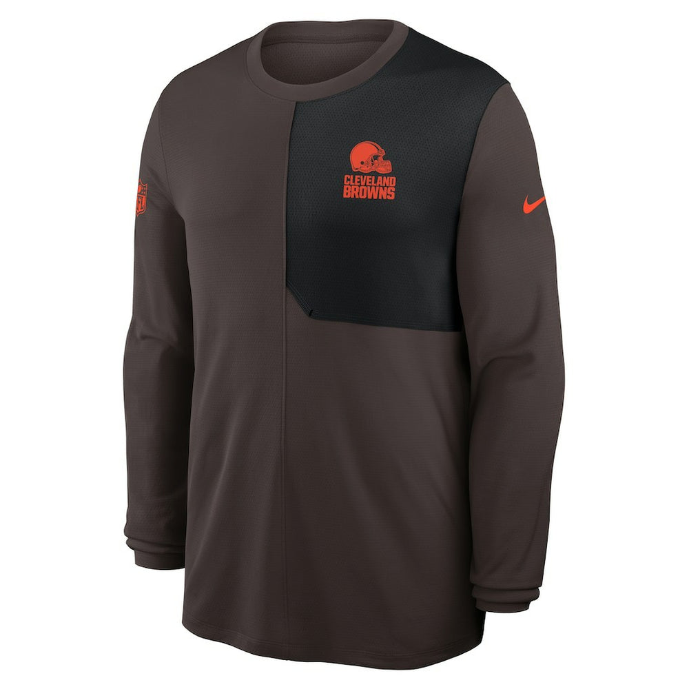 Cleveland Browns Sideline Coach UV Dri-FIT Long Sleeve Shirt Brown | Nike for Sale