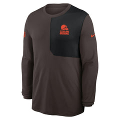 Cleveland Browns Sideline Coach UV Dri-FIT Long Sleeve Shirt Brown | Nike for Sale