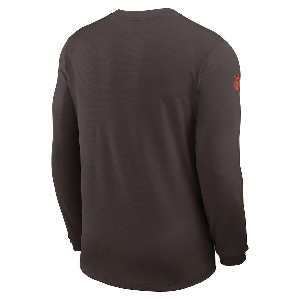 Cleveland Browns Sideline Coach UV Dri-FIT Long Sleeve Shirt Brown | Nike for Sale