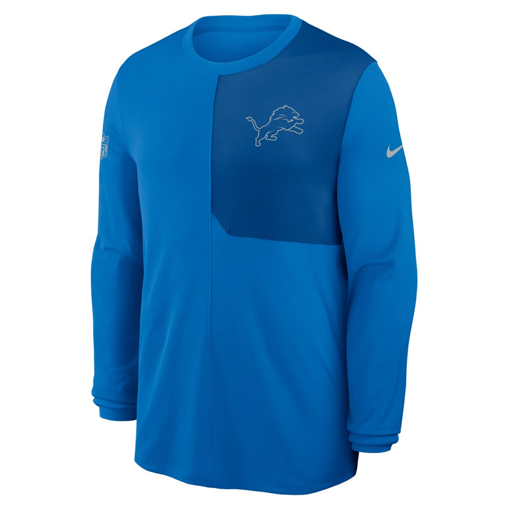 Detroit Lions Sideline Coach UV Dri-FIT Long Sleeve Shirt Blue | Nike for Sale