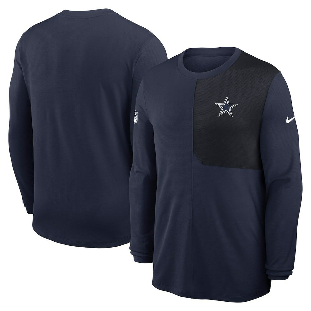 Dallas Cowboys Sideline Coach UV Dri-FIT Long Sleeve Shirt Navy | Nike for Sale