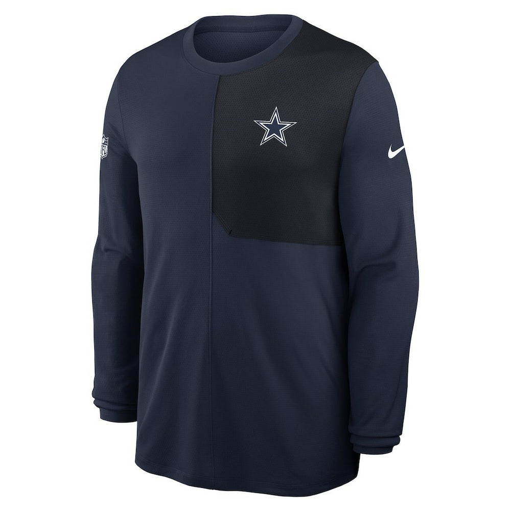 Dallas Cowboys Sideline Coach UV Dri-FIT Long Sleeve Shirt Navy | Nike for Sale