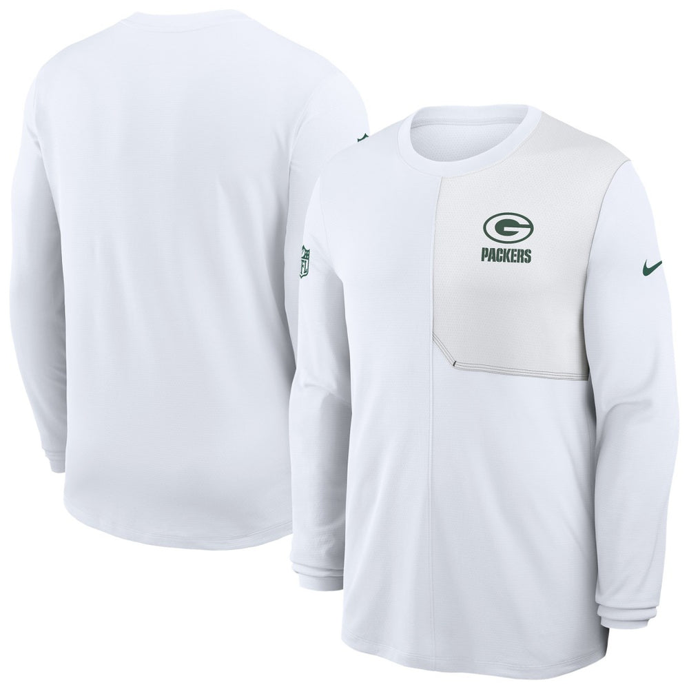 Green Bay Packers Sideline Coach UV Dri-FIT Long Sleeve Shirt White | Nike for Sale