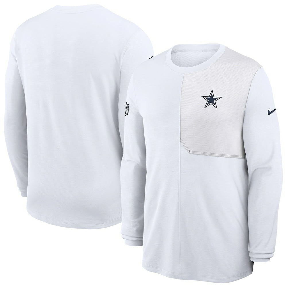 Dallas Cowboys Sideline Coach UV Dri-FIT Long Sleeve Shirt White | Nike for Sale