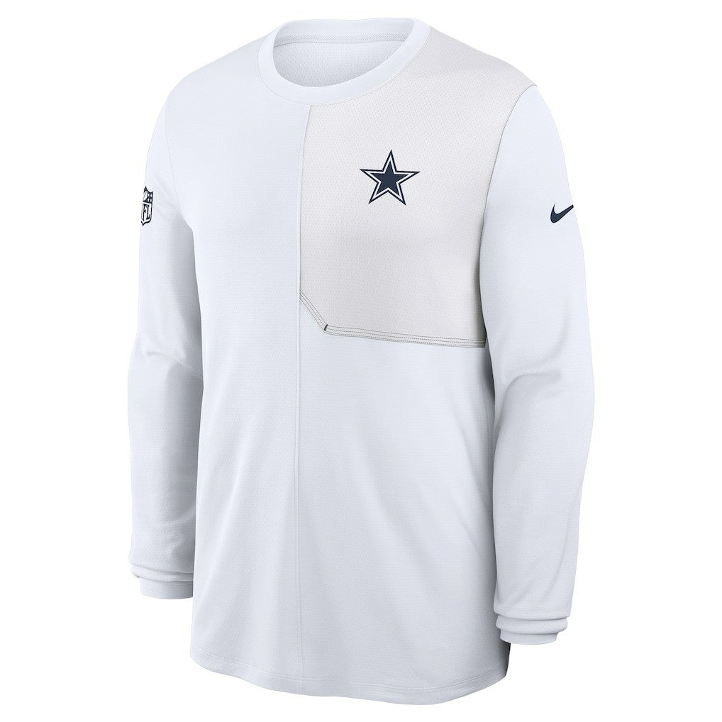 Dallas Cowboys Sideline Coach UV Dri-FIT Long Sleeve Shirt White | Nike for Sale
