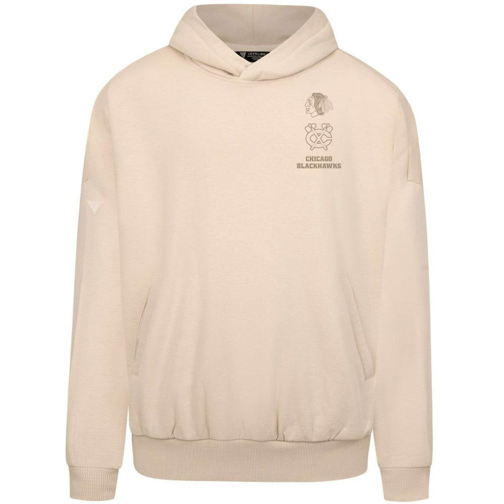 Chicago Blackhawks Levelwear Contact Stamp Pullover Hoodie - Cream - NHL