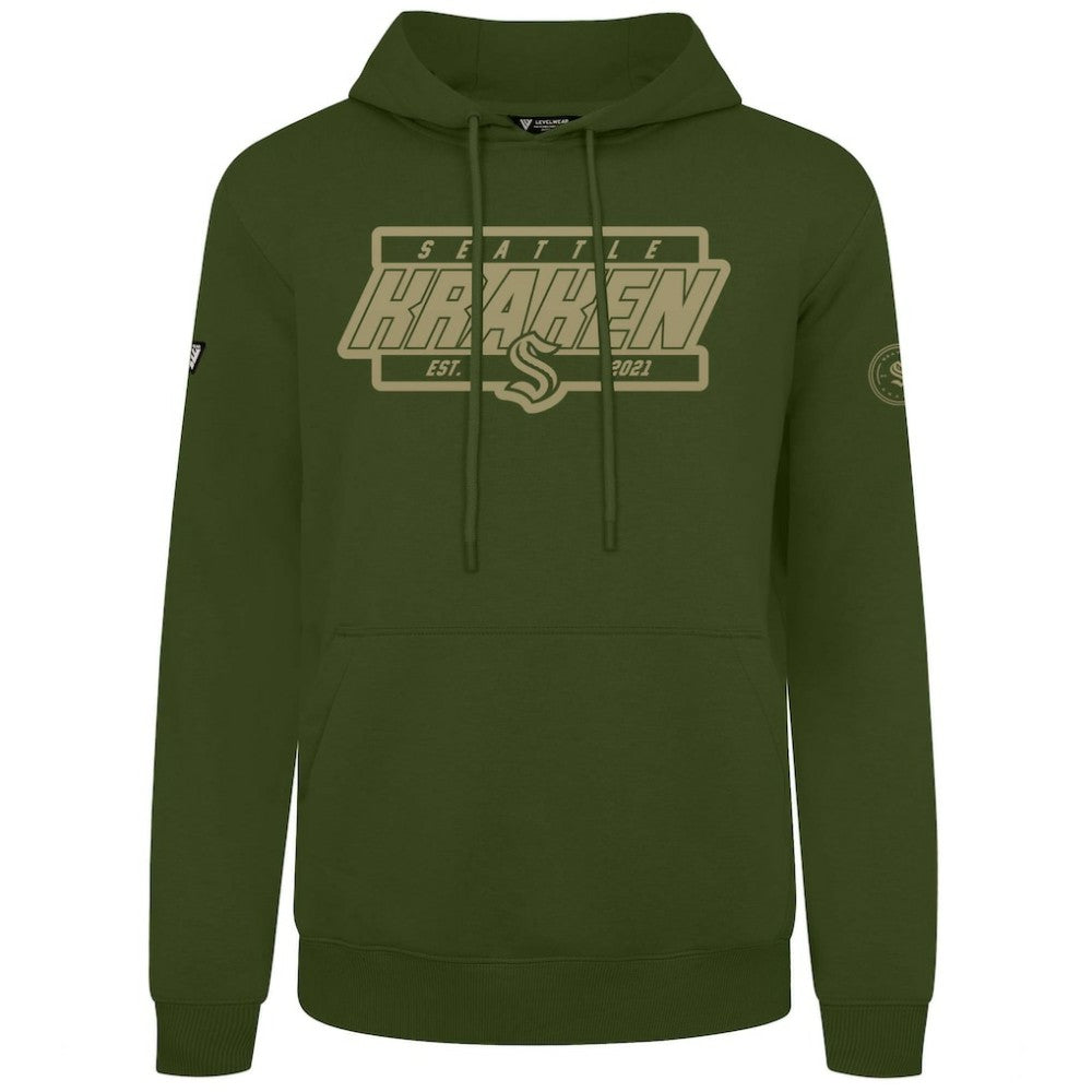 Seattle Kraken Levelwear Podium Pullover Hoodie - Olive - NHL