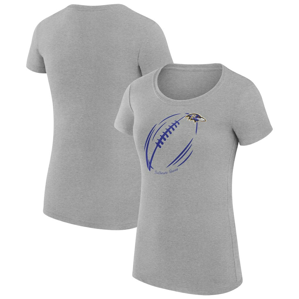 Baltimore Ravens G-III 4Her by Carl Banks Women's Super-Slim Fit Lightweight Subtle Football T-Shirt Heather Gray | NFL