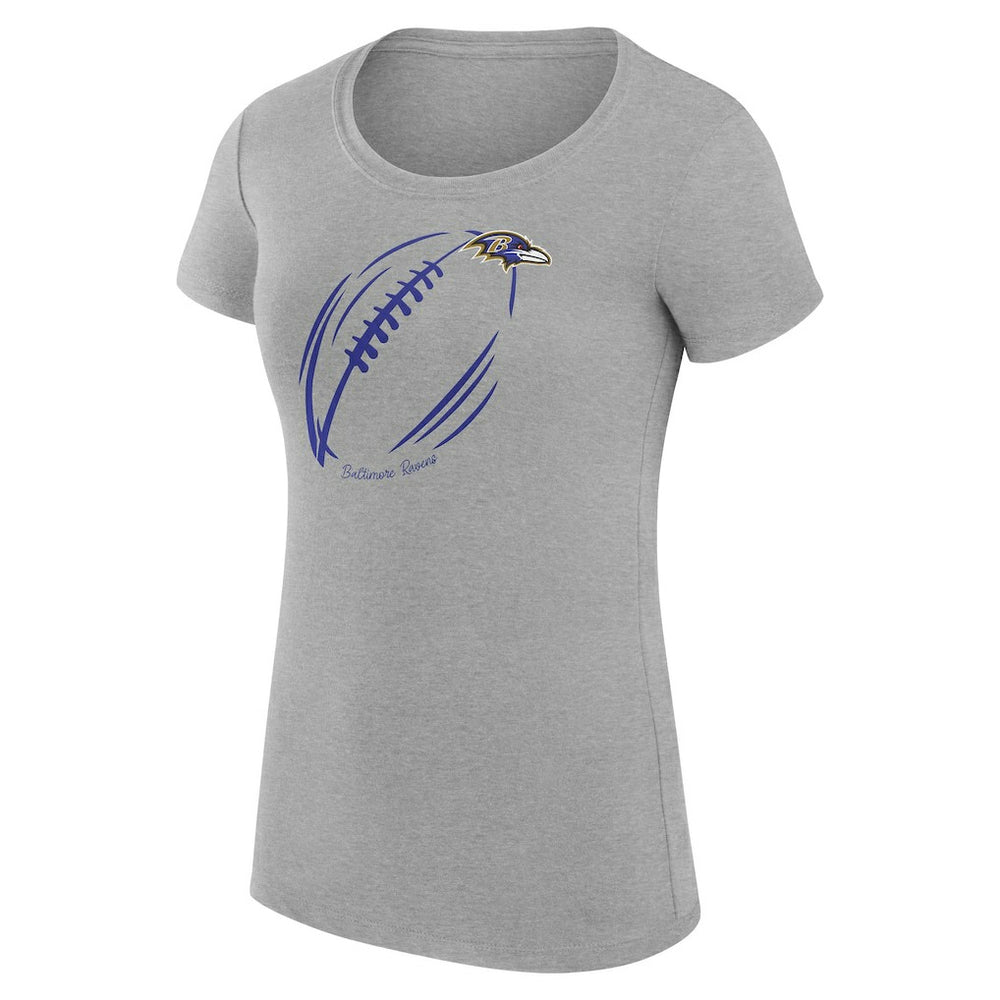 Baltimore Ravens G-III 4Her by Carl Banks Women's Super-Slim Fit Lightweight Subtle Football T-Shirt Heather Gray | NFL