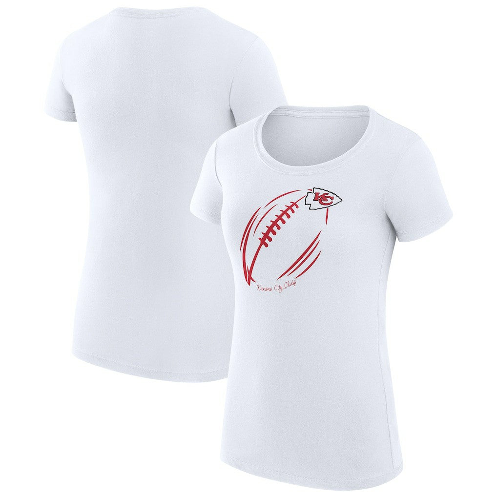 Kansas City Chiefs G-III 4Her by Carl Banks Women's Super-Slim Fit Lightweight Subtle Football T-Shirt White | NFL