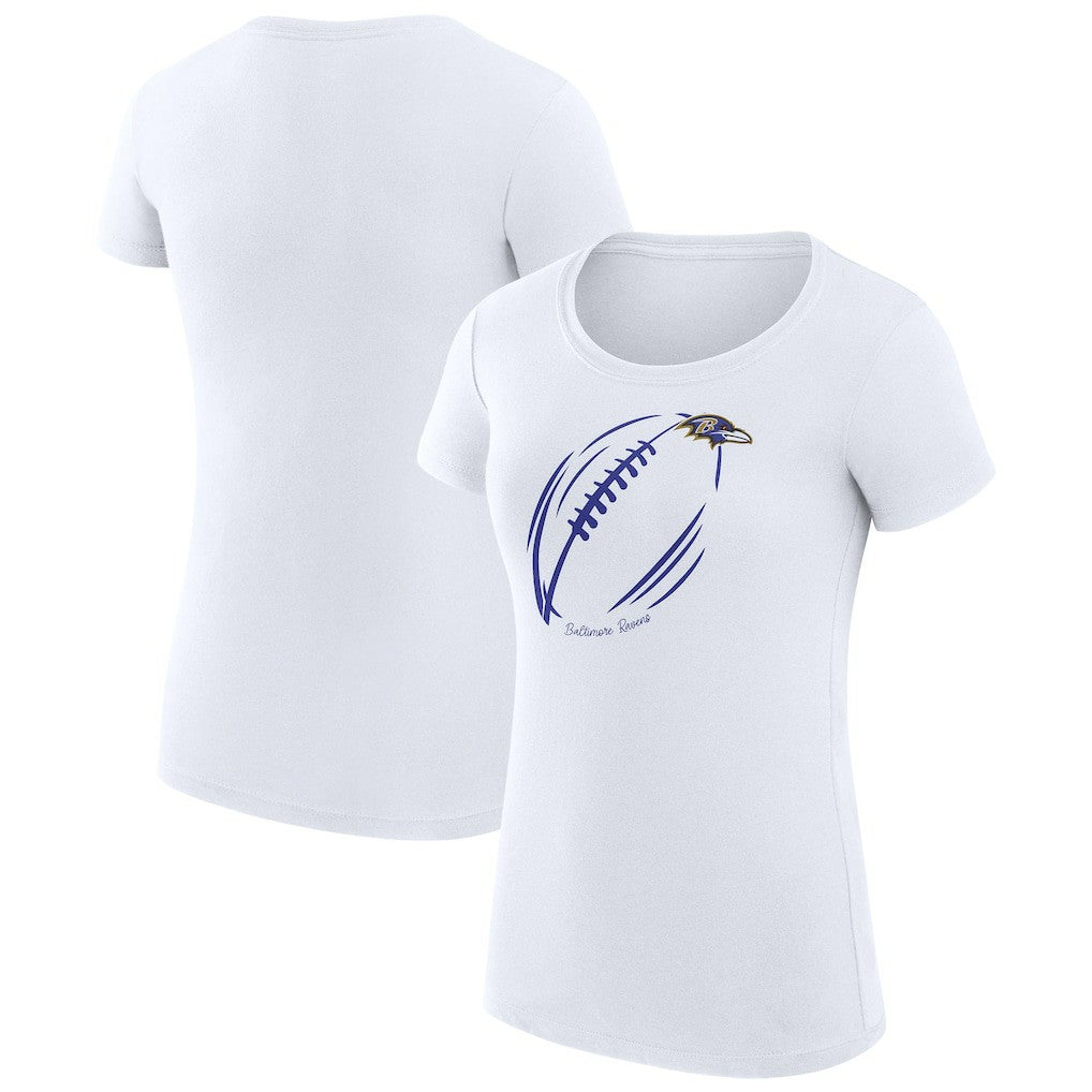 Baltimore Ravens G-III 4Her by Carl Banks Women's Super-Slim Fit Lightweight Subtle Football T-Shirt White | NFL