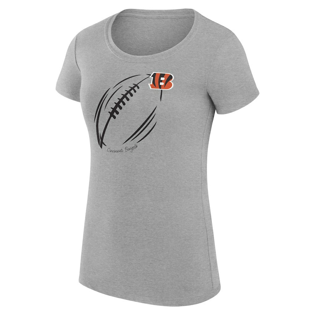 Cincinnati Bengals G-III 4Her by Carl Banks Women's Super-Slim Fit Lightweight Subtle Football T-Shirt Heather Gray | NFL