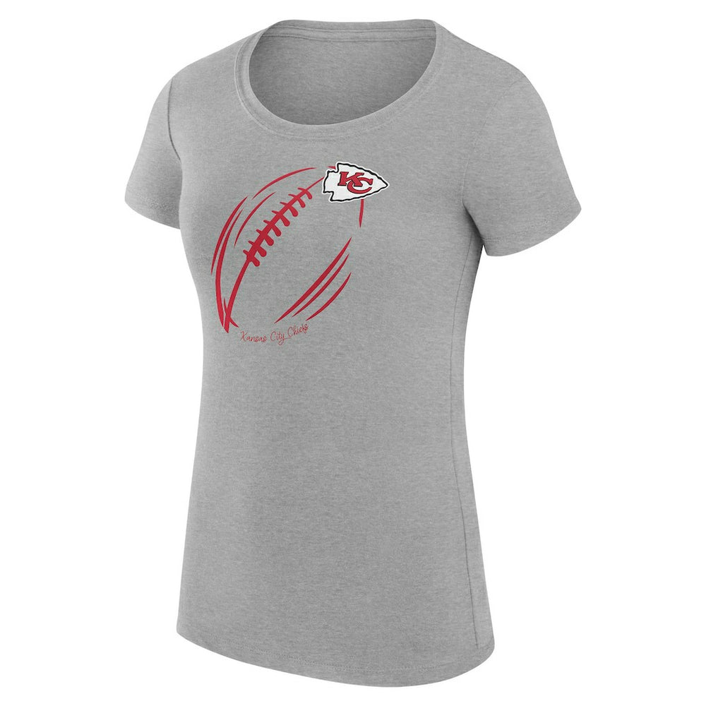 Kansas City Chiefs G-III 4Her by Carl Banks Women's Super-Slim Fit Lightweight Subtle Football T-Shirt Heather Gray | NFL