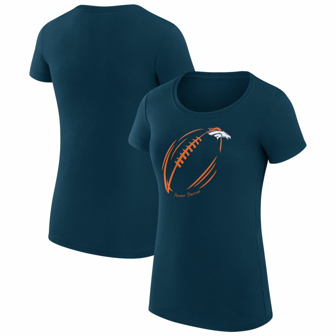 Denver Broncos G-III 4Her by Carl Banks Women's Super-Slim Fit Lightweight Subtle Football T-Shirt Navy | NFL