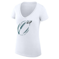 Philadelphia Eagles G-III 4Her by Carl Banks Women's Super-Slim Fit Lightweight Subtle Football V-Neck T-Shirt White | NFL