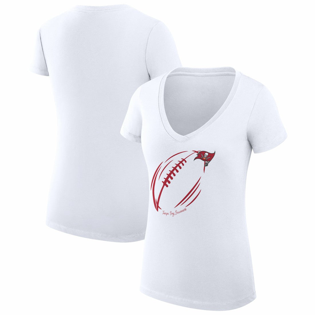 Tampa Bay Buccaneers G-III 4Her by Carl Banks Women's Super-Slim Fit Lightweight Subtle Football V-Neck T-Shirt White | NFL