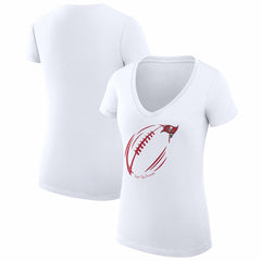 Tampa Bay Buccaneers G-III 4Her by Carl Banks Women's Super-Slim Fit Lightweight Subtle Football V-Neck T-Shirt White | NFL