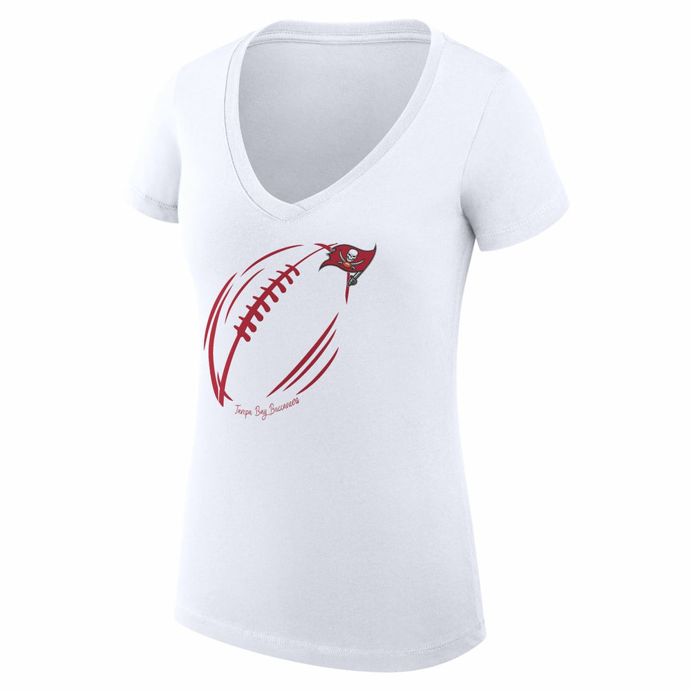 Tampa Bay Buccaneers G-III 4Her by Carl Banks Women's Super-Slim Fit Lightweight Subtle Football V-Neck T-Shirt White | NFL
