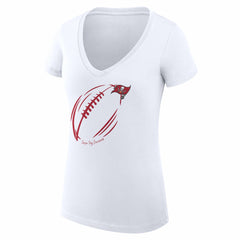 Tampa Bay Buccaneers G-III 4Her by Carl Banks Women's Super-Slim Fit Lightweight Subtle Football V-Neck T-Shirt White | NFL