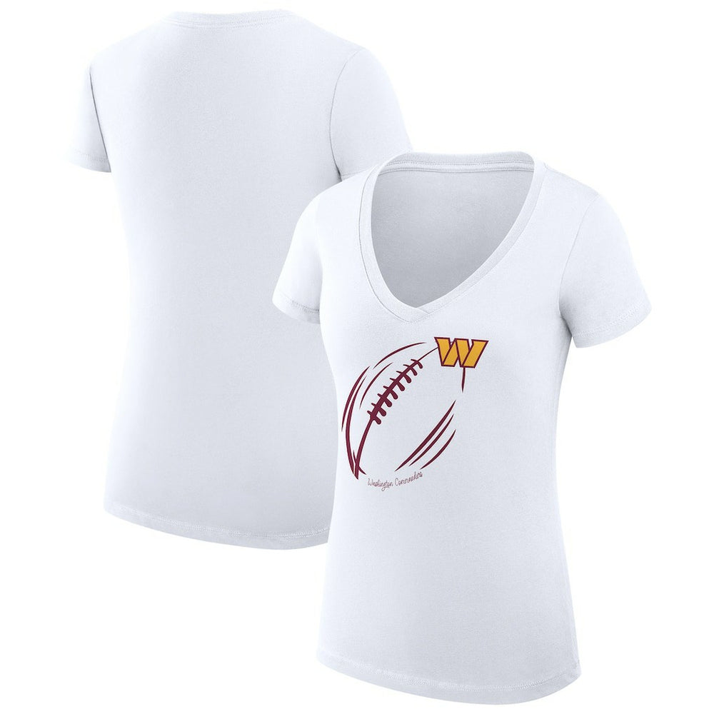 Washington Commanders G-III 4Her by Carl Banks Women's Super-Slim Fit Lightweight Subtle Football V-Neck T-Shirt White | NFL