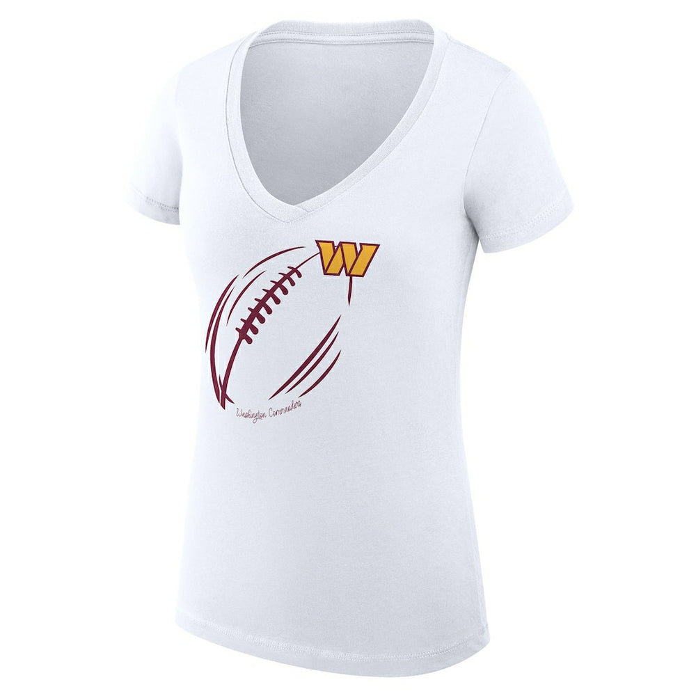 Washington Commanders G-III 4Her by Carl Banks Women's Super-Slim Fit Lightweight Subtle Football V-Neck T-Shirt White | NFL