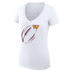 Washington Commanders G-III 4Her by Carl Banks Women's Super-Slim Fit Lightweight Subtle Football V-Neck T-Shirt White | NFL